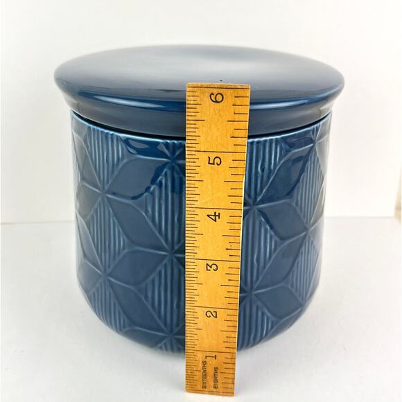 Crate and Barrel Blue Zane Canister with Rubber Seal Lid - Picture 7 of 7